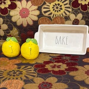 Rae Dunn Yellow and Green Bakeware Set